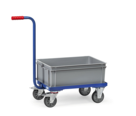 fetra Maniglia a rullo con contenitore Euro, carico massimo 250 kg, 2 ruote orientabili e 2 ruote fisse