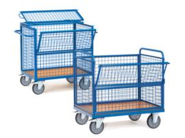 fetra Carrello portacasse con pareti in rete metallica