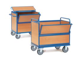 fetra Carrello portacasse con pareti in legno