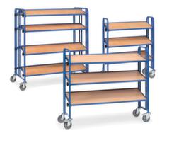 fetra Carrello a ripiani con ripiani in legno inclinabili