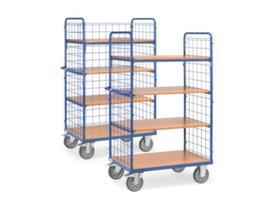 fetra Carrello a ripiani con pareti in rete metallica