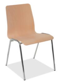 Sedia a conchiglia in legno, faggio, schienale rettilineo