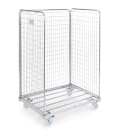 Contenitore a rotolo con 3 pareti a maglia, carico max. 500 kg, lunghezza x larghezza 1200 x 800 mm