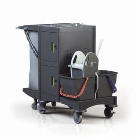 Harema Carro per mop umidi Black is Green Brix School con pressa per mop e porta sacchi per l'immondizia, 2x15 l secchi in nero