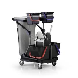 Harema Carro per mop umidi Black is Green Revolution con pressa per mop e porta sacchi per l'immondizia, 2x15 l/2x6 l secchi in nero