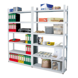 scaffale a incastro per documenti completo, 6 ripiani, RAL7035 grigio luce