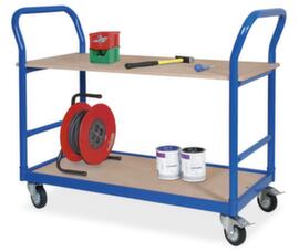 carrello con tavolo con 2 maniglioni di spinta, carico max. 250 kg, 2 piani