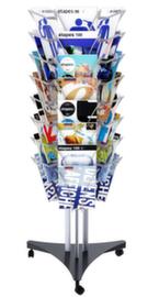 Paperflow Colonna rotante mobile per brochure Filario, 24 piani d’appoggio, struttura argento/nero