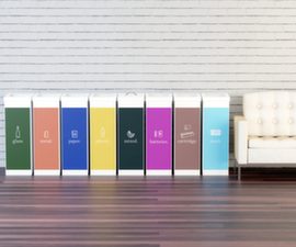 Raccoglitore per materiali riciclabili in polistirolo