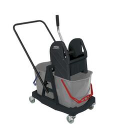 Carro per mop con pressa per mop, 2 x 17 l secchi in rosso/blu