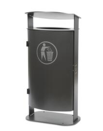 Cestino portarifiuti con tetto protettivo inclinato