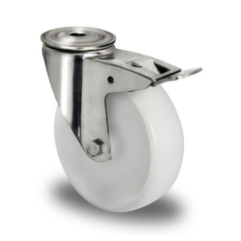 Cascoo Ruota orientabile a foro passante con fermo totale, carico massimo 130 kg, gommatura in poliammide