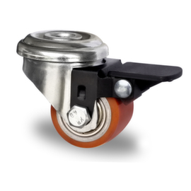 Cascoo Ruota orientabile a foro passante con fermo, carico massimo 100 kg, gommatura in poliuretano