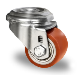 Cascoo Ruota orientabile con foro passante, carico massimo 100 kg, gommatura in poliuretano