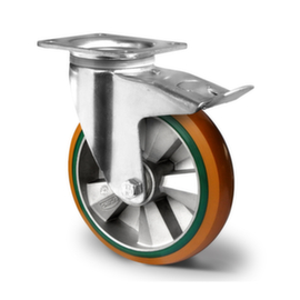 Cascoo Ruota orientabile con fermo totale, carico massimo 600 kg, gommatura in poliuretano