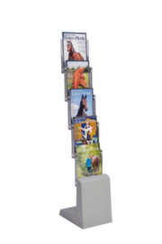 Supporto pieghevole per depliant, 5 piani d’appoggio, struttura grigio argento