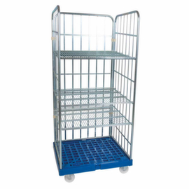 Contenitore per rotoli rolltainer® con 3 pareti e ripiani