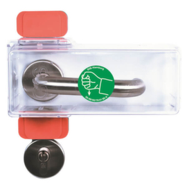 set di calotte per porta d’emergenza GfS Typ K, 1 x calotta, 2 x pannelli inferiori verdi, 6 x pannelli superiori rossi, 2 x angolari di fissaggio, 2 x chiusure terminali, 1 x pittogramma, 4 x viti