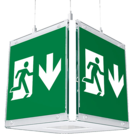cubo con cartelli uscite di emergenza B-Lite CUBE-LUX STANDARD, fissaggio Da montare a soffitto