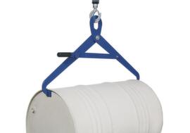 pinza per fusti da 200 litri per fusti con anelli di bloccaggio e con nervatura, supporto orizzontale