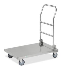 Kongamek Carrello con maniglia di spinta in acciaio inox, carico max. 100 kg, lunghezza x larghezza superficie di carico 820 x 520 mm