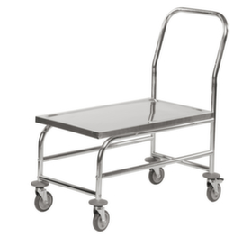 Kongamek Carrello con maniglia di spinta in acciaio inox, carico max. 100 kg, lunghezza x larghezza superficie di carico 735 x 390 mm