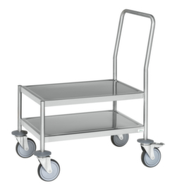 Kongamek Carrello con maniglia di spinta in acciaio inox, carico max. 200 kg, lunghezza x larghezza superficie di carico 625 x 415 mm