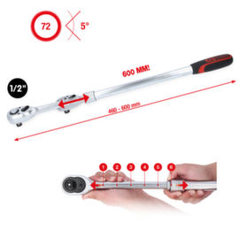 KS Tools 1/2" telescopic reversible ratchet