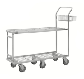 Kongamek Carrello con maniglione di spinta con 2 piani, carico max. 400 kg, lunghezza x larghezza superficie di carico 1080 x 415 mm