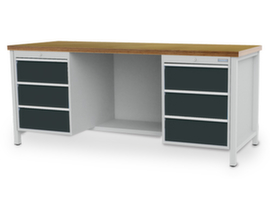 Bedrunka + Hirth Banco da lavoro con pannello posteriore