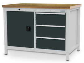 Bedrunka + Hirth Banco da lavoro a scatola, 3 cassetti, 1 armadio, RAL7035 grigio luce/RAL7016 grigio antracite