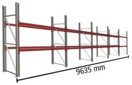 META Portapallet MULTIPAL per 30 pallet, 9635 mm di larghezza, 2 piani di stoccaggio