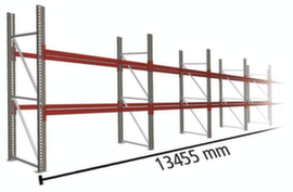 META Portapallet MULTIPAL per 42 pallet, 13455 mm di larghezza, 3 piani di stoccaggio