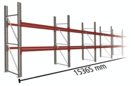META Portapallet MULTIPAL per 48 pallet, 15365 mm di larghezza, 3 piani di stoccaggio