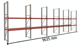 META Portapallet MULTIPAL per 30 pallet, 9635 mm di larghezza, 3 piani di stoccaggio