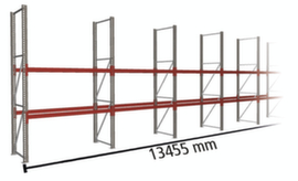 META Portapallet MULTIPAL per 42 pallet, 13455 mm di larghezza, 3 piani di stoccaggio