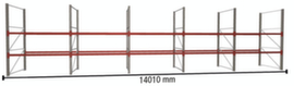 META Portapallet MULTIPAL per 45 pallet, 14010 mm di larghezza, 3 piani di stoccaggio