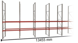 META Portapallet MULTIPAL per 42 pallet, 13455 mm di larghezza, 3 piani di stoccaggio