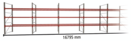 META Portapallet MULTIPAL per 72 pallet, 16795 mm di larghezza, 4 piani di stoccaggio