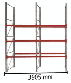 META Portapallet MULTIPAL per 16 pallet, 3905 mm di larghezza, 4 piani di stoccaggio