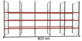 META Portapallet MULTIPAL per 40 pallet, 9635 mm di larghezza, 4 piani di stoccaggio