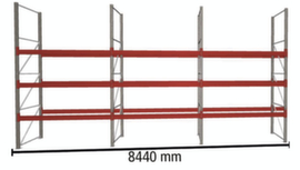 META Portapallet MULTIPAL per 36 pallet, 8440 mm di larghezza, 4 piani di stoccaggio