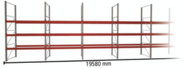 META Portapallet MULTIPAL per 84 pallet, 19580 mm di larghezza, 4 piani di stoccaggio