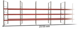 META Portapallet MULTIPAL per 108 pallet, 25150 mm di larghezza, 4 piani di stoccaggio