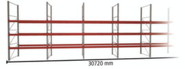 META Portapallet MULTIPAL per 132 pallet, 30720 mm di larghezza, 4 piani di stoccaggio