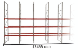 META Portapallet MULTIPAL per 56 pallet, 13455 mm di larghezza, 4 piani di stoccaggio