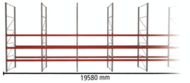 META Portapallet MULTIPAL per 84 pallet, 19580 mm di larghezza, 4 piani di stoccaggio