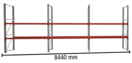 META Portapallet MULTIPAL per 18 pallet, 8440 mm di larghezza, 3 piani di stoccaggio