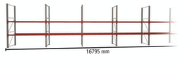 META Portapallet MULTIPAL per 36 pallet, 16795 mm di larghezza, 3 piani di stoccaggio