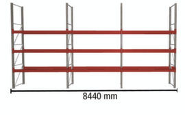 META Portapallet MULTIPAL per 24 pallet, 8440 mm di larghezza, 4 piani di stoccaggio